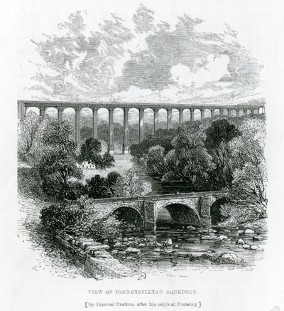 A View of the Pont-Cysylltau Aqueduct, 1861 by English School